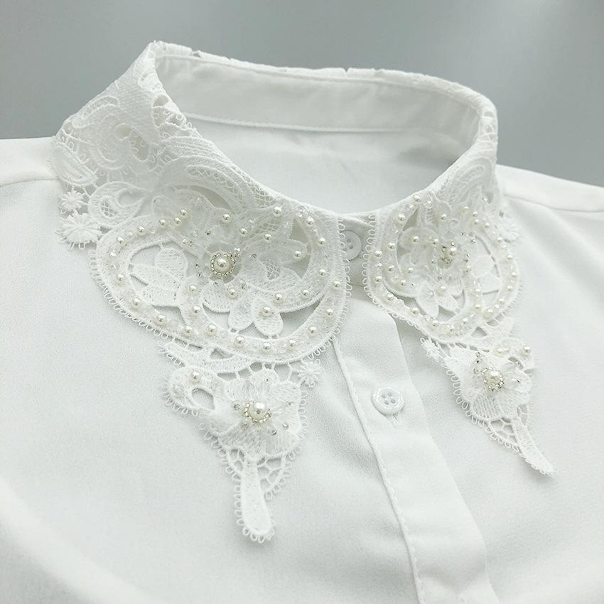 Women's Handmade Beads Fake Collar for Sweater Neckwear Decoration Ladies Half Shirt Detachable Fake Collar Decorative