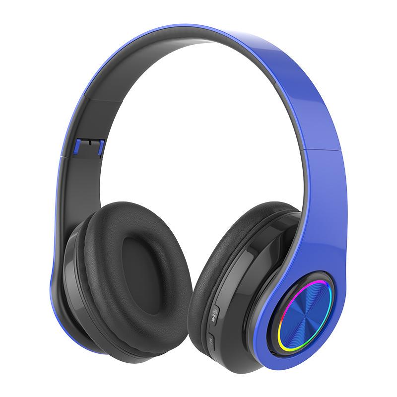 Светящиеся беспроводные Bluetooth-наушники с усиленными басами для спорта и игр