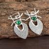Натуральный малахитовый драгоценный камень 925 стерлинговое серебро ювелирные изделия ручной работы серьги 1.78" EE-64-17