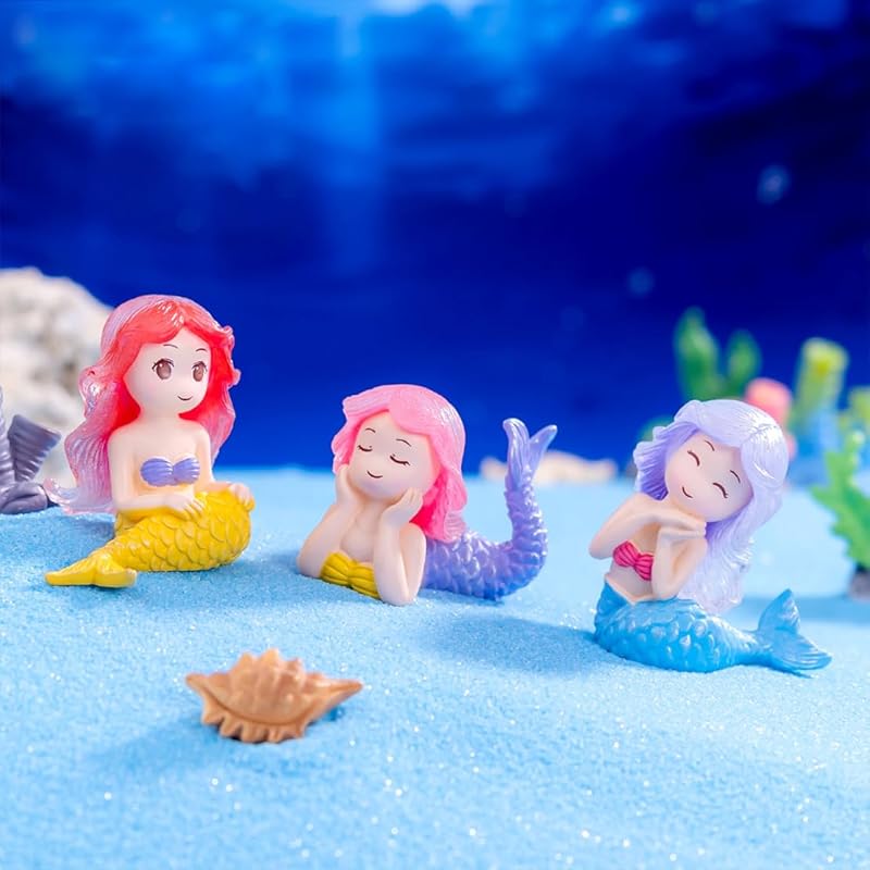DeryArcle фигурка миниатюрная милая аквариумная русалка принцесса красивая русалка фея 3 типа набор украшение для аквариума русалка система исцеления милая