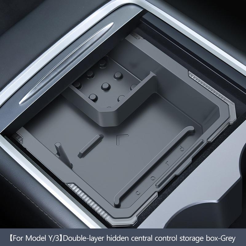 Для Tesla Model 3 Model Y Модернизированный силиконовый двухслойный скрытый органайзер-лоток для центральной консоли, коробка для аксессуаров интерьера