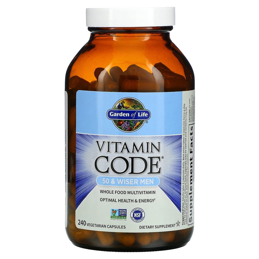 Garden of Life, Vitamin Code, for men over 50, natural food multivitamin, 240 vegetable capsules