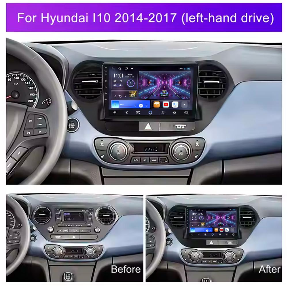 X-REAKO Автомобильный видеоплеер для Hyundai I10 2014-2017 Lhd GPS-навигация Встроенный DSP CarPlay Автомагнитола Android Головное устройство