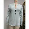 Spring and Autumn Women's Blouse V-neck Button Stripe Loose Long Sleeve Top