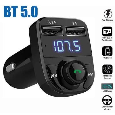 Автомобильный FM-передатчик Bluetooth 5.0 | Двойное быстрое зарядное устройство USB 3.1A | Громкая связь и Музыкальный плеер | Индикатор напряжения