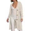 Women's Solid Color Long Sleeved Knee Length Knitted Cardigan, Lazy Trend, Medium Long Hair Jacket