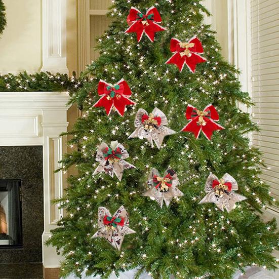 Рождественский бант-подвеска с колокольчиками, звонкий цветной бант из ленты, подвесное украшение на елку, подарок ручной работы, веселое рождественское украшение для дома