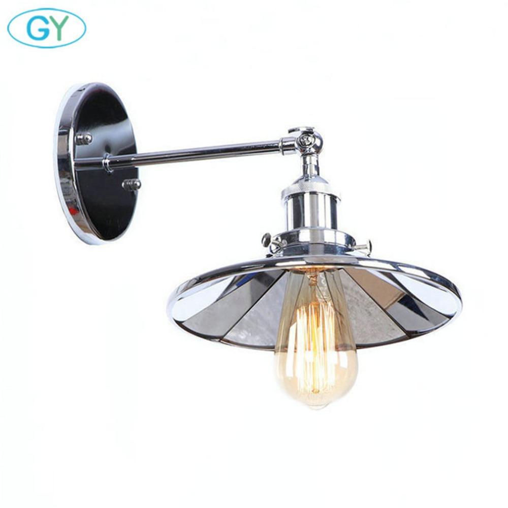 Chrome Finish Vintage Industrial Wall Light Loft Metal E27 Wall Sconce Retro Deco Stair Hallway Balcony Bathroom Vanity Lighting