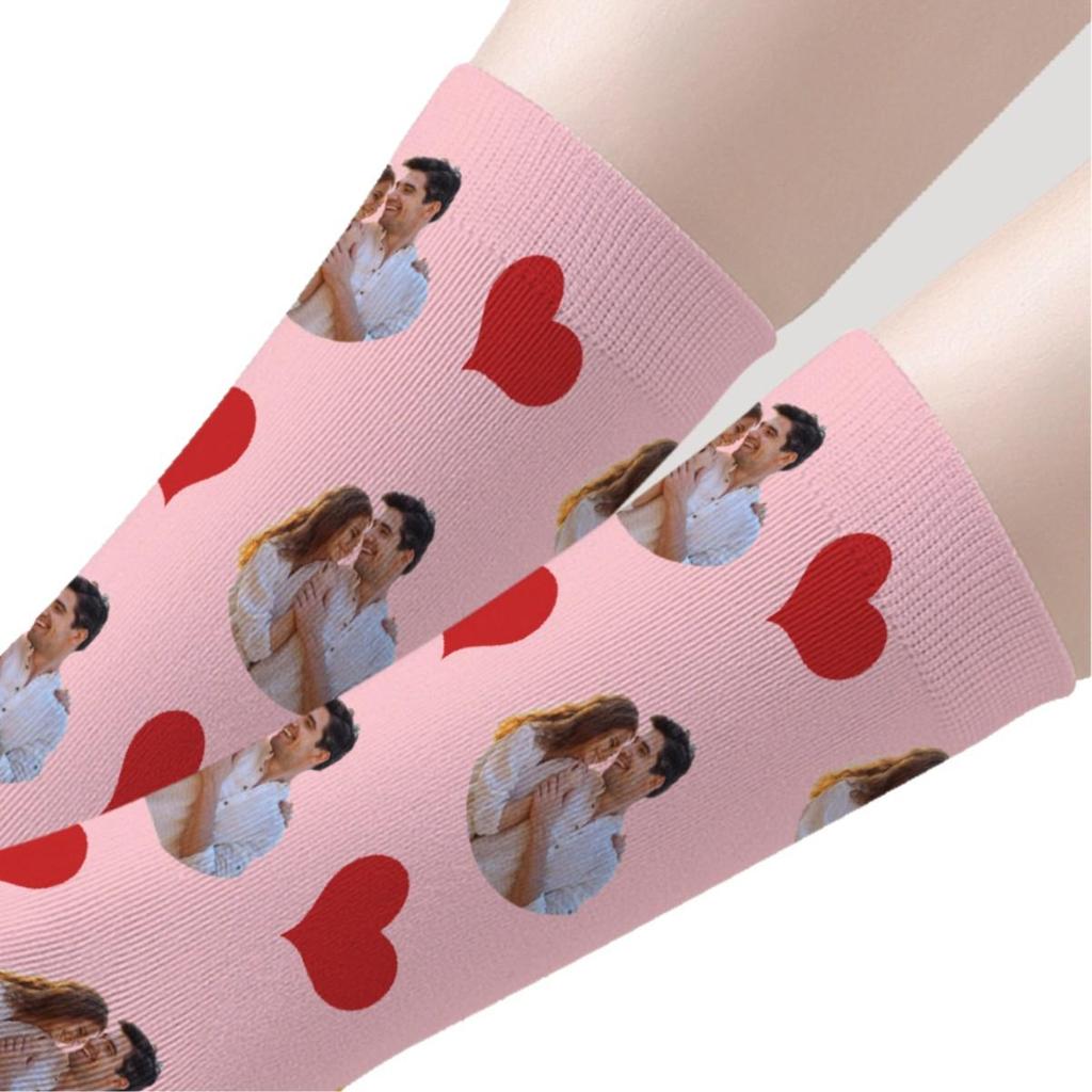 3D Персонализированные Рождественские Носки с Лицом - Полиэстер, Полная 360° Печать, Идеальный Праздничный Подарок