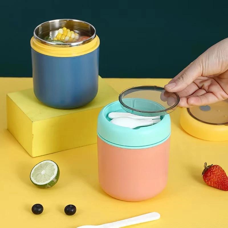 Stainless Steel Vaccum Cup Soup Lunch Box Storage Warmer with Spoon Food Drinking Cup with Spoon Thermal Jar Insulated Soup Thermos Containers Cooler