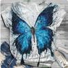 Fashion Women Gorgeous Butterfly Print T Shirt Funny Casual O-neck Short Sleeves T-shirt Summer Female Tee Shirt Broken Code