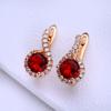 LSOOYH серьги-клипсы цвета розового золота, модные серьги для женщин, геометрические красные серьги-гвоздики с кубическим цирконием, ювелирные изделия