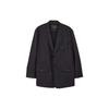 SS24 Solid Color Single-Breasted Mesh Lined Draped Long Sleeve Suit Men Suit Black IN8702