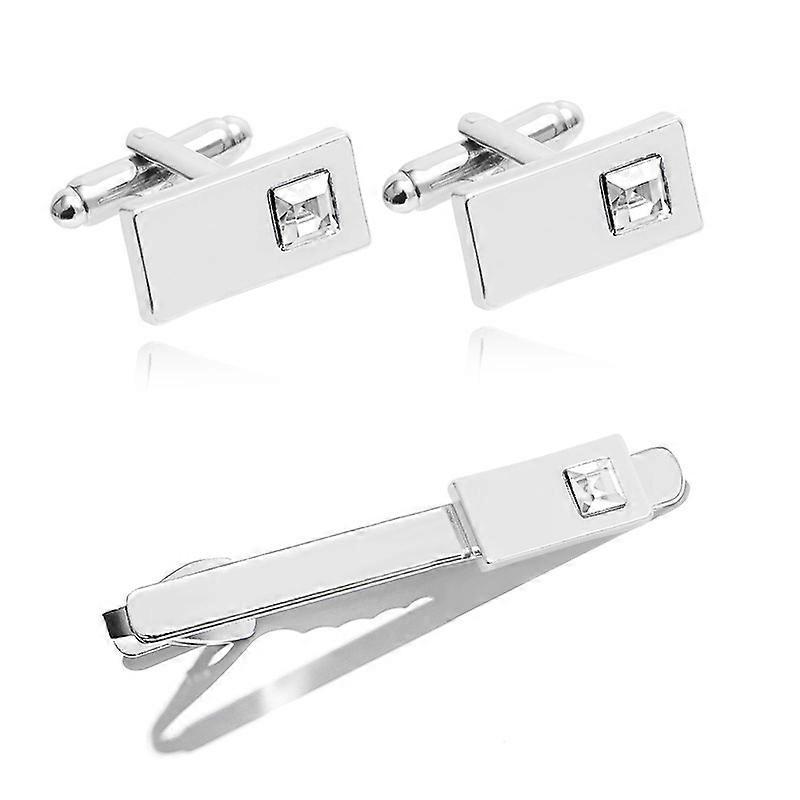 French style men's shirt cufflinks, simple and versatile geometric rhinestone tie clips, men's suit cufflinks B1243
