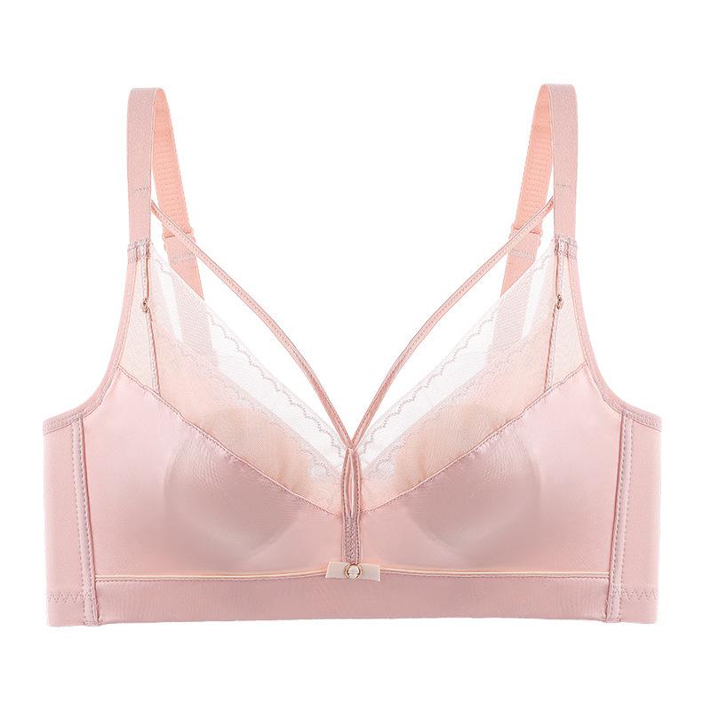Новое летнее атласное ультратонкое модное нижнее белье без стального кольца. Мягкий и удобный регулируемый бюстгальтер со сборками.