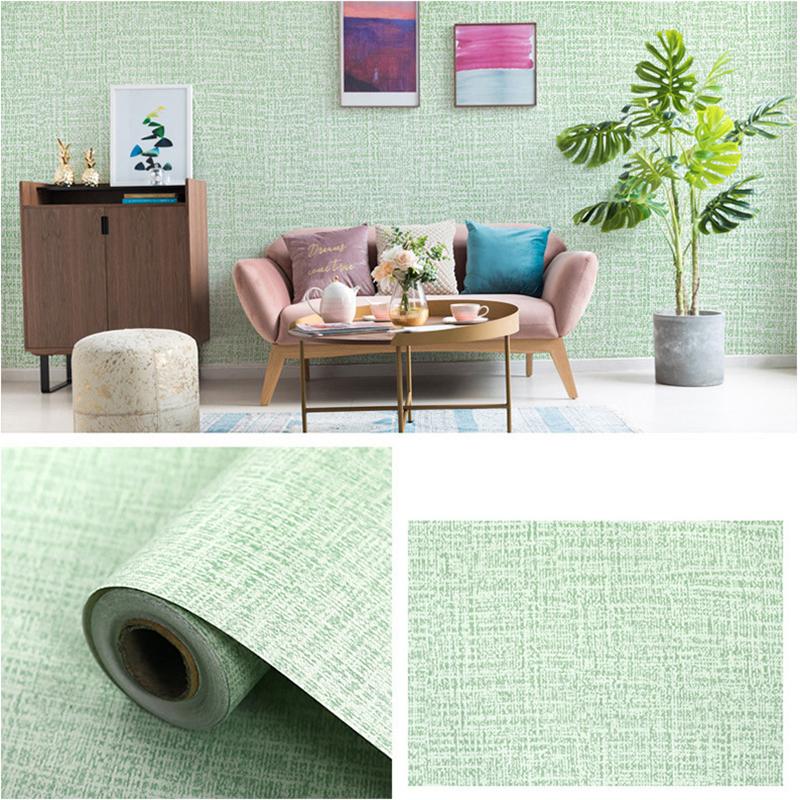 Однотонный Льняной Узор Гостиная Спальня Шкаф Декоративная Наклейка Самоклеящиеся Обои Водонепроницаемые и Влагостойкие