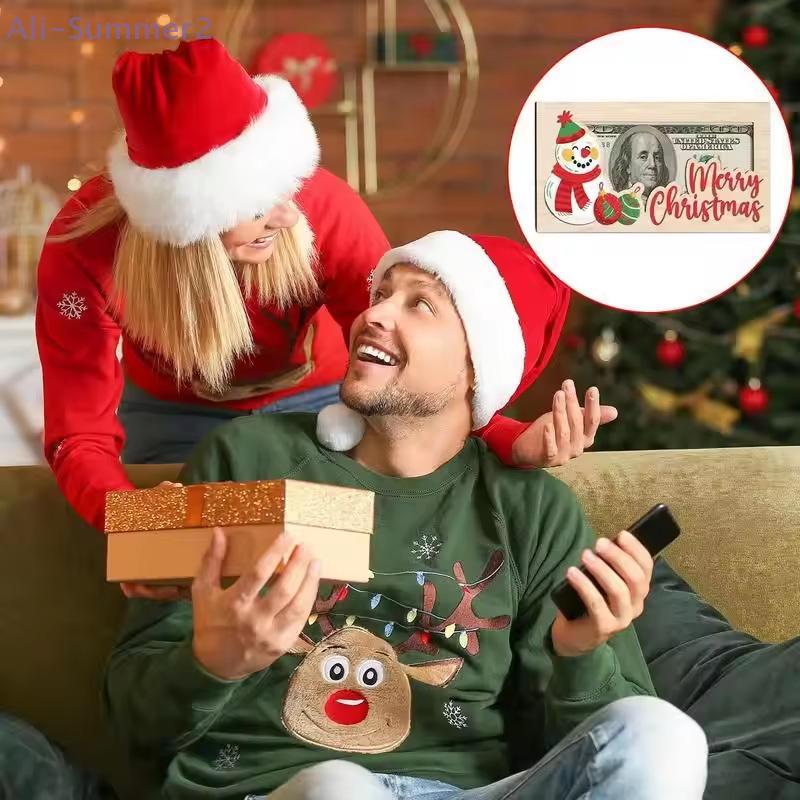 {Summer2}{MX} Wooden Christmas Card Money Holder Merry Christmas Snowman Money Envelope Wood Greeting Card Gift For Kids