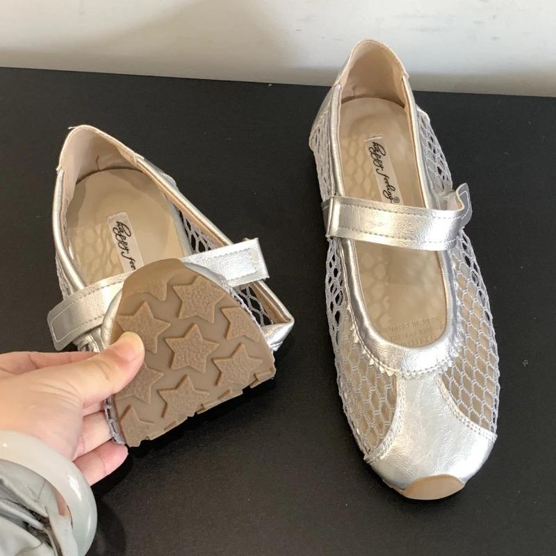 Fashion Mesh Breathable Flat Shoes Women Fashion Round Toe Shallow Casual Shoes Concise Comfortable Soft Bottom Brand Designer Shoes