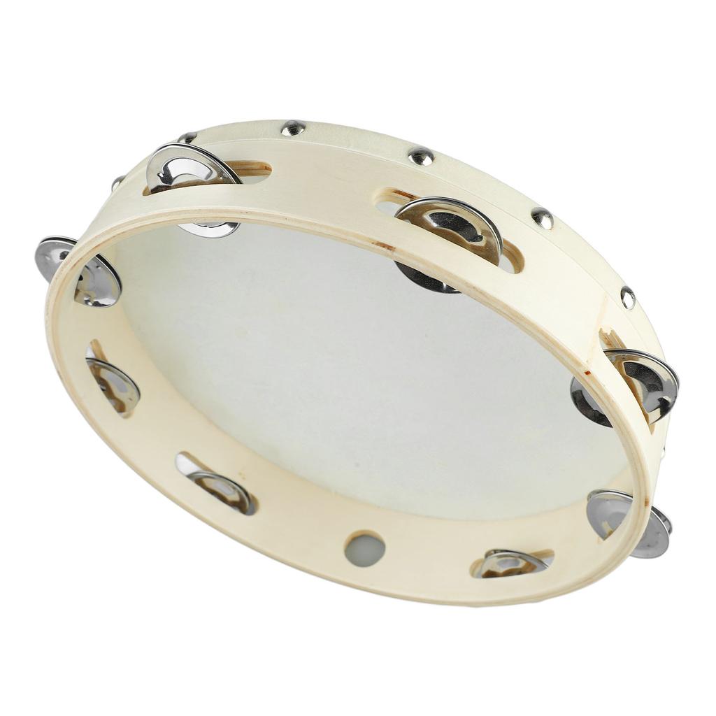 Бубен для детей и взрослых, хлопающий в ладоши, музыкальная развивающая игрушка для раннего обучения, цвет дерева, белый край, 10 дюймов