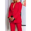 Women's Solid Color Two-Piece Suit Set with Notched Lapel and Button Closure, Elegant Long Pants Suit for Business Casual or Formal Wear