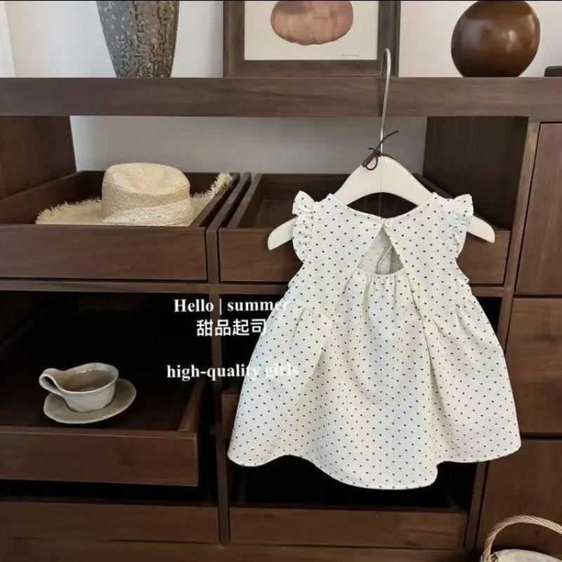 Baby Girls Princess Dress New Polka Dot Sleeveless Vest Party Wear
