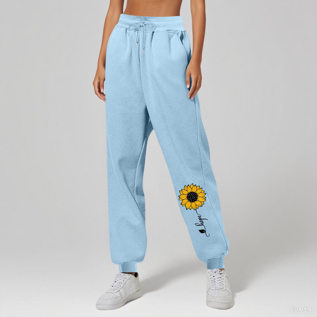 Ladies' Printed Unisex Casual Pocket Drawstring Pants