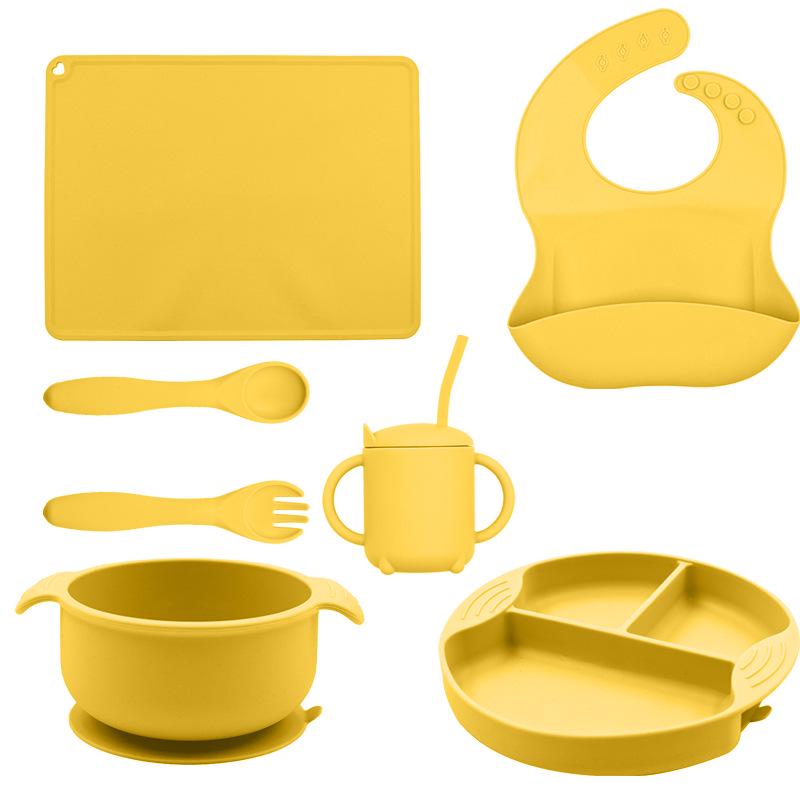 "Full Silicone Baby Meal Tray Set with Suction Cup - Divided Tableware for Children's Meals"