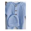 Buttoned Beige Thessaloniki Knitted Knitted Baby Jumpsuit With Hat