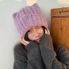 Women's Cute Cat Ear Knitted Wool Hat - Warm Autumn Winter College Style