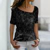 Summer Slim Basic Casual T-shirt Elegant Women's Popular Print Short-sleeved New Fashion Sexy Street Clothes XS-8XL