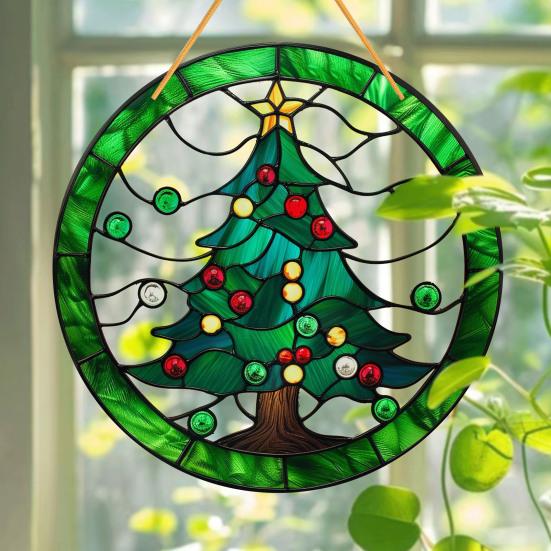 Рождественские ловцы солнца Акриловые расписные украшения Праздничный декор для окна, дерева, веранды Красочные отражения Подвесные украшения для дома