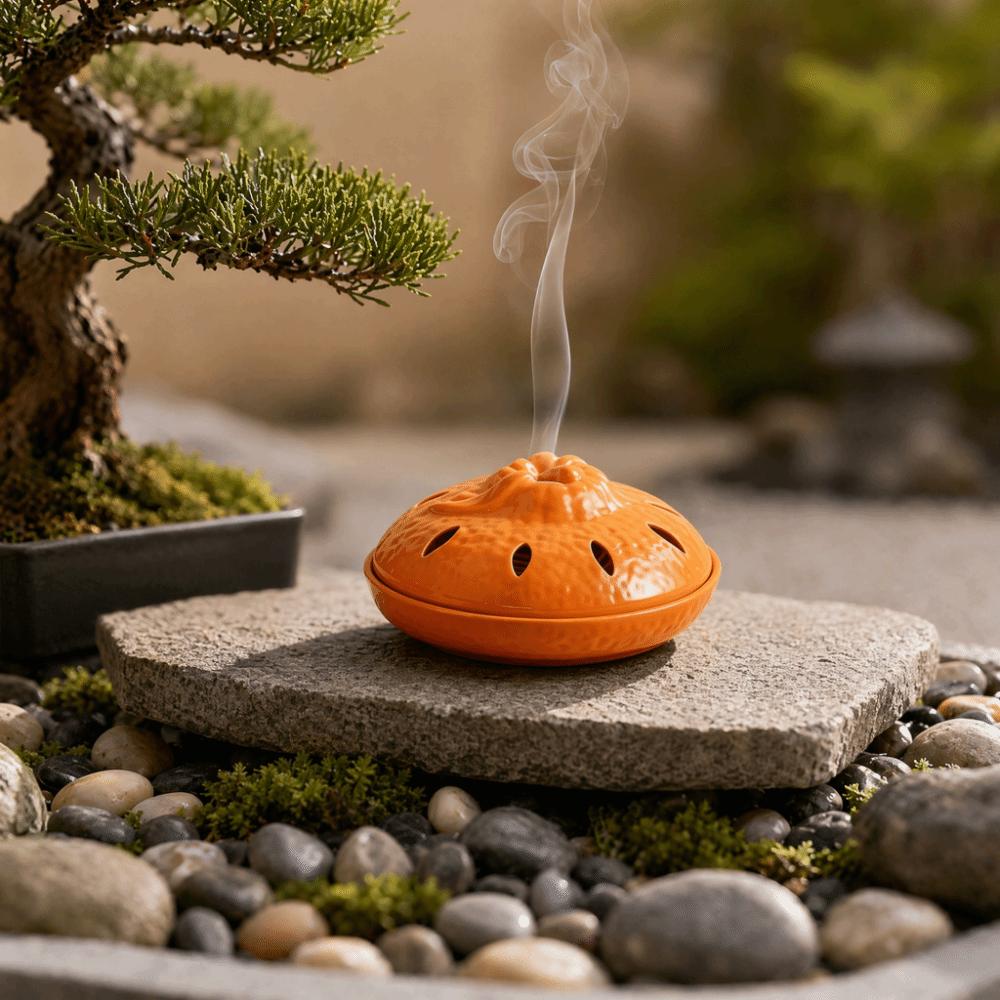 Simple Aromatherapy Burner Orange Shape Incense Box Mosquito Coil Tray Indoor Use