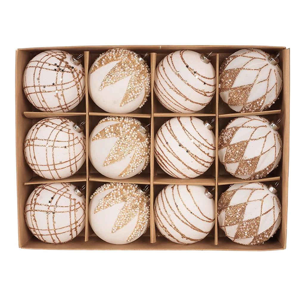 Флокированные елочные шары, Набор флокированных елочных шаров с росписью, Елочные украшения