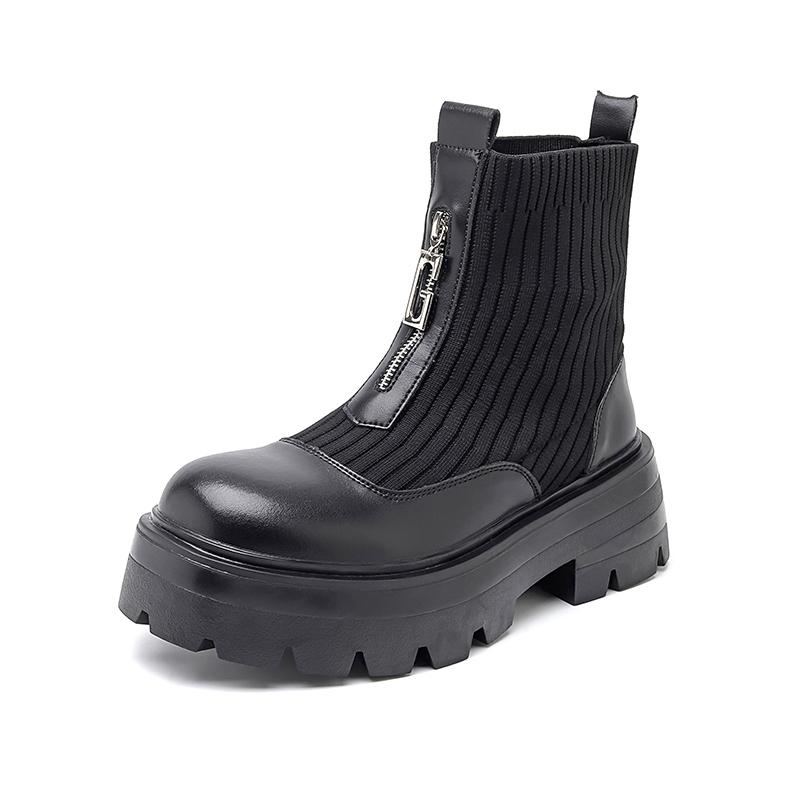 Модная обувь на толстой подошве мужская мода уличный британский стиль повседневная вечеринка ежедневный ночной клуб черно-белая обувь увеличивающая рост