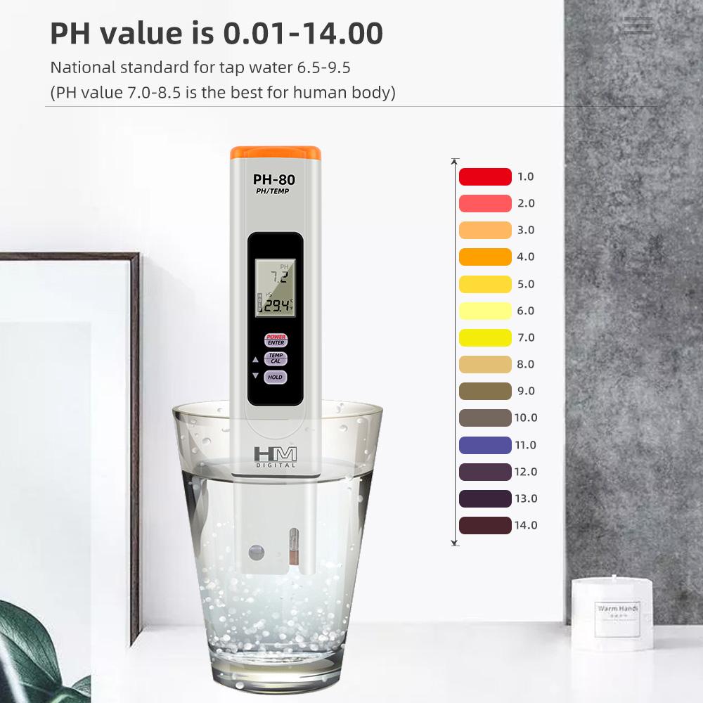 HM Digital PH-80 Измеритель pH и температуры Гидро с функцией автоматической калибровки Тестер pH для качества воды Водонепроницаемый