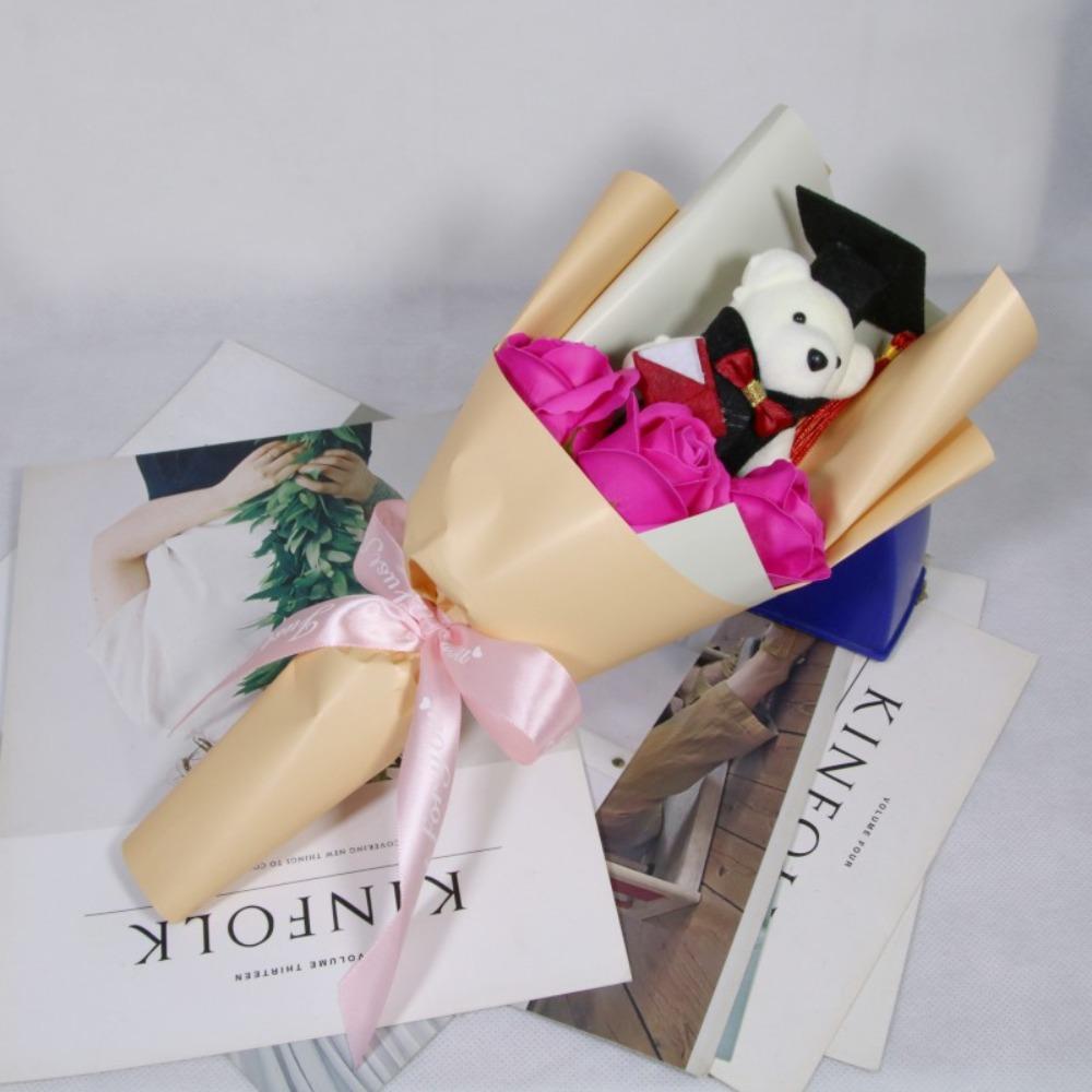 Подсолнух Подсолнух Мыло Цветок Букет Украшение Мультяшный Милый Медведь Церемония Выпуска