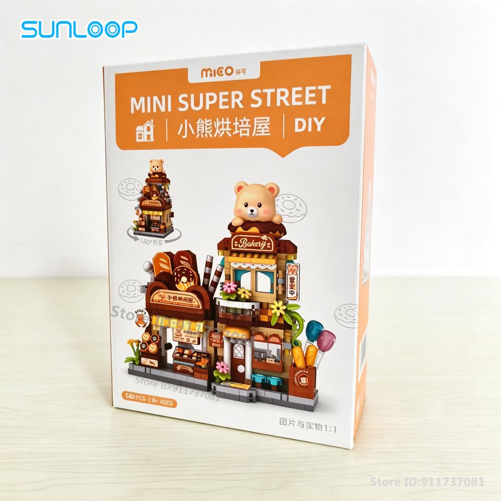 Foldable Street View Series Capybara House Panda Book Shop Mold Block Building Blocks Chinese Mini City Shop Bricks Toy for Kid