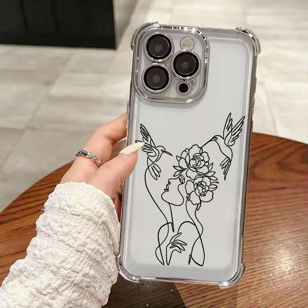 Животное Женщина Девушка Лицо Линия Funda Для iPhone 17 Pro 16 15 14 13 12 11 Pro Max Чехол 17 Plus 17E 16E 17Air Силиконовый Чехол для Телефона
