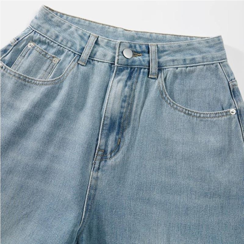 Bow Embroidered Wide Leg Jeans for Women Spring Autumn Large Size Clothing Denim Straight Trousers High Waist Streetwear