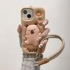 3D Мультяшная Капибара Мягкий Силиконовый Чехол для Телефона iPhone 16 15 14 13 12 Pro Max 16pro Ударопрочный Чехол с Ремешком на Запястье