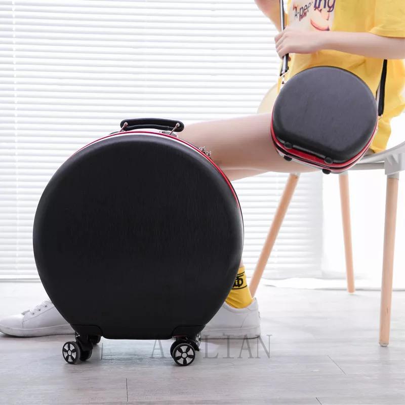 18 Inch Carry On Travel Suitcase Set Cabin Rolling Luggage Bag Trolley Suitcase Case Women Girls Kids Rounded Luggage Set Wheels