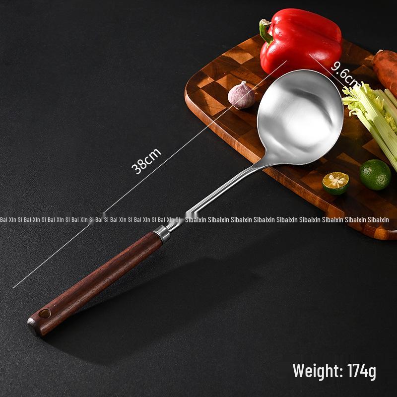 Набор перфорированной лопатки и половника из нержавеющей стали 304 с деревянной ручкой - Кухонные принадлежности, устойчивые к высоким температурам