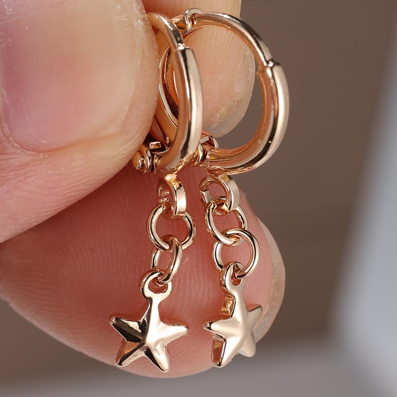 Простые индивидуальные золотые серьги-подвески в форме пентаграммы и звезды для женщин, модные ювелирные изделия в подарок