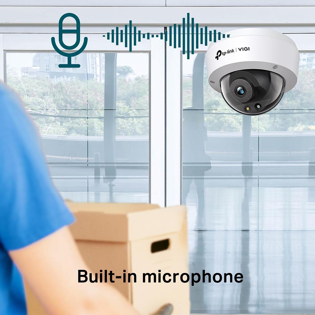 Камера видеонаблюдения VIGI купольного типа 4MP IP67 водонепроницаемый IK10 ударопрочный ONVIF интеллектуальное обнаружение объектив камеры видеонаблюдения VIGI C240 TP-Link H.265+ 2.8mm