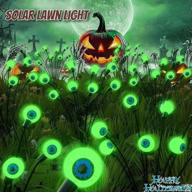 6/8 LED Spooky Eyeball Design with Glowing Green Lights Garden Halloween Decor for Lawn, Patio Outdoor Waterproof Red Lights