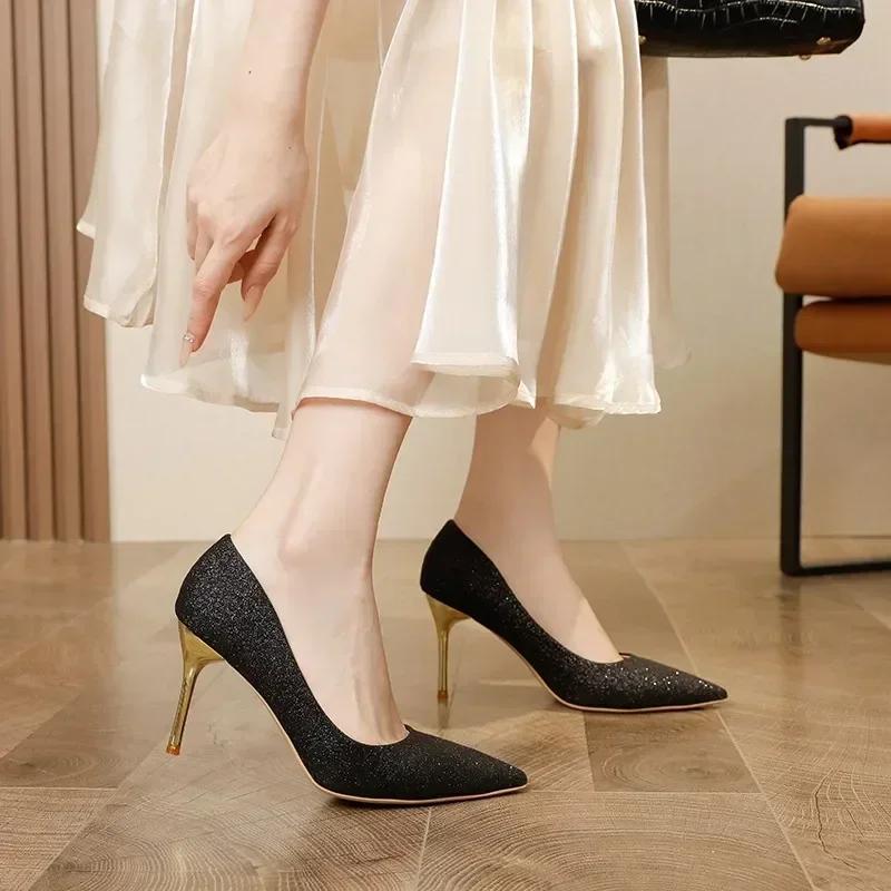 2025 High Heels 34-42 Plus Size Women Shoes Thin Stiletto Banquet Wedding Shoes Sexy Pointed Toe Ladies Party Shoes