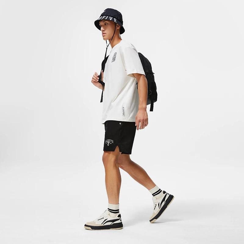 Li-Ning Прямые спортивные баскетбольные брюки с принтом букв Badfive, мужские, черные, AKST517-2