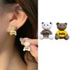 Романтические коричневые, бежевые серьги-гвоздики из смолы с мультяшным медведем, милые серьги-гвоздики нестандартной формы с животными для женщин и девочек, ювелирные изделия