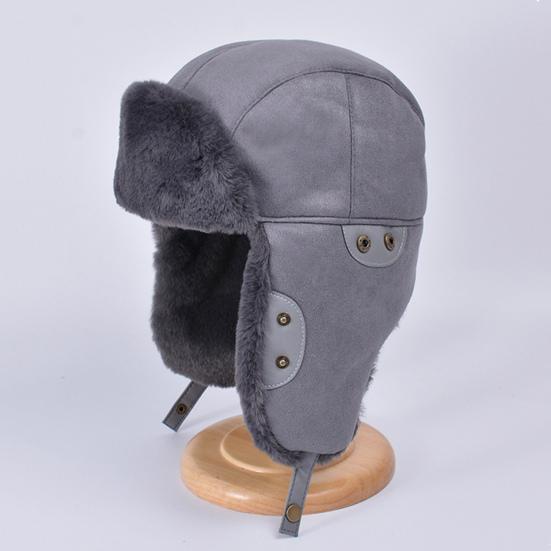 Unisex Winter Hat Thickened Fleece Lined Full Protection Windoroof Button Fasten Heat Retention Outdoor Skiing Skating Snowboarding Lei Feng Hat