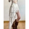 Сексуальная богемная милая кружевная юбка женская элегантная нерегулярная юбка с высокой талией винтажная корейская женская повседневная милая белая юбка-трапеция